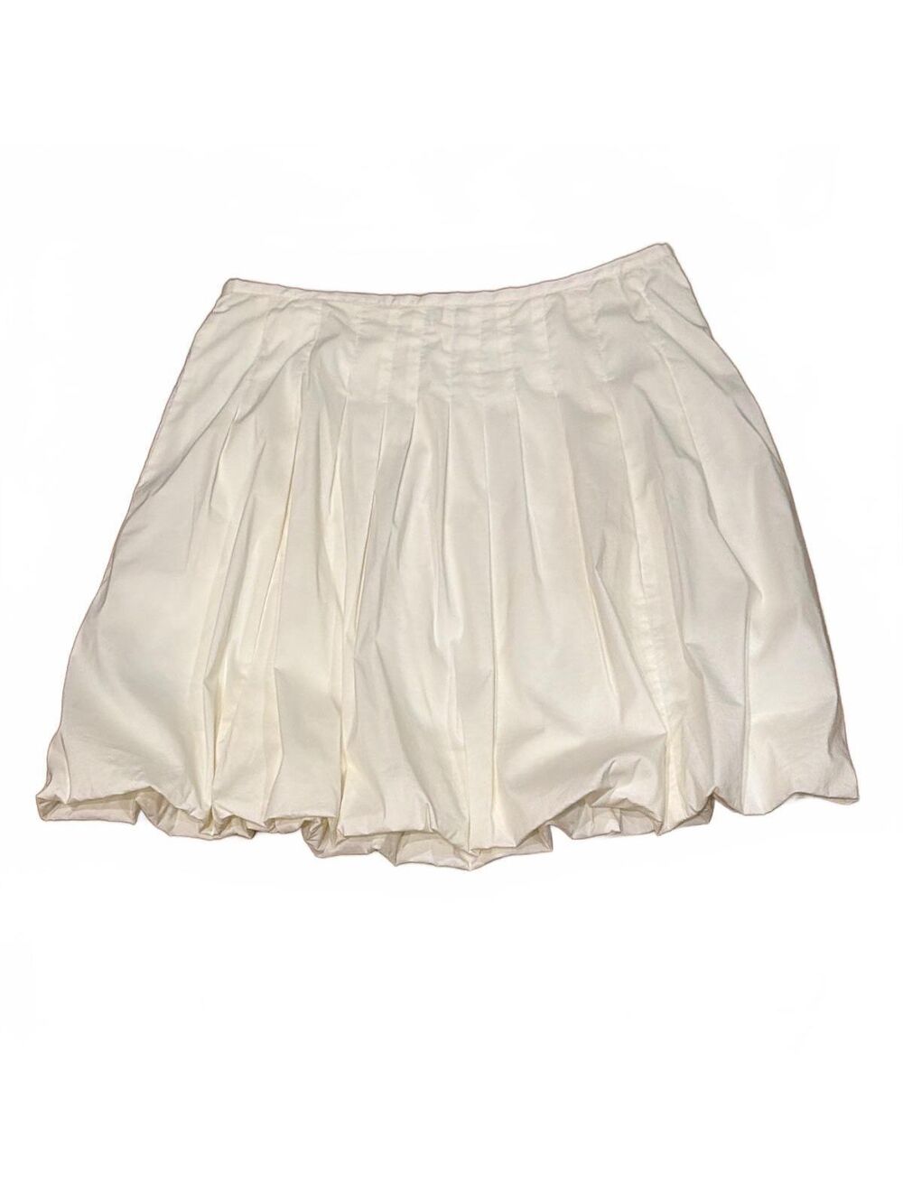 BCBGMAXAZRIA 12 White Bubble Skirt Knee length Pleated Luxury Wedding Party